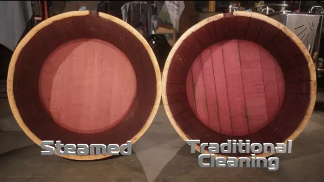 Comparison of wine barrels with and without steam cleaning